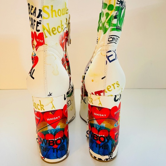 Vivienne Westwood BRAND NEW MEANINGLESS PRINT towering heels Slogan print IT37 - Picture 15 of 17